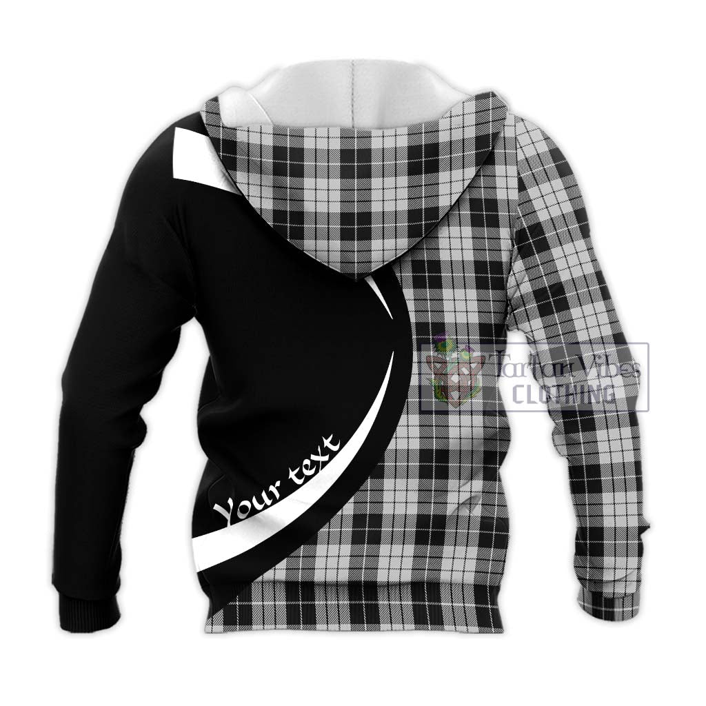 Tartan Vibes Clothing MacLeod Black and White Tartan Knitted Hoodie with Family Crest Circle Style