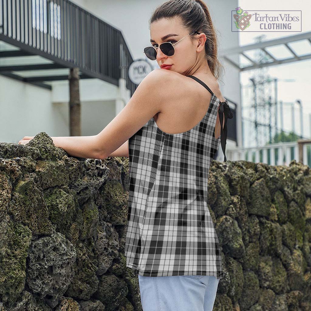 Tartan Vibes Clothing MacLeod Black and White Tartan Loose Halter Neck Camisole