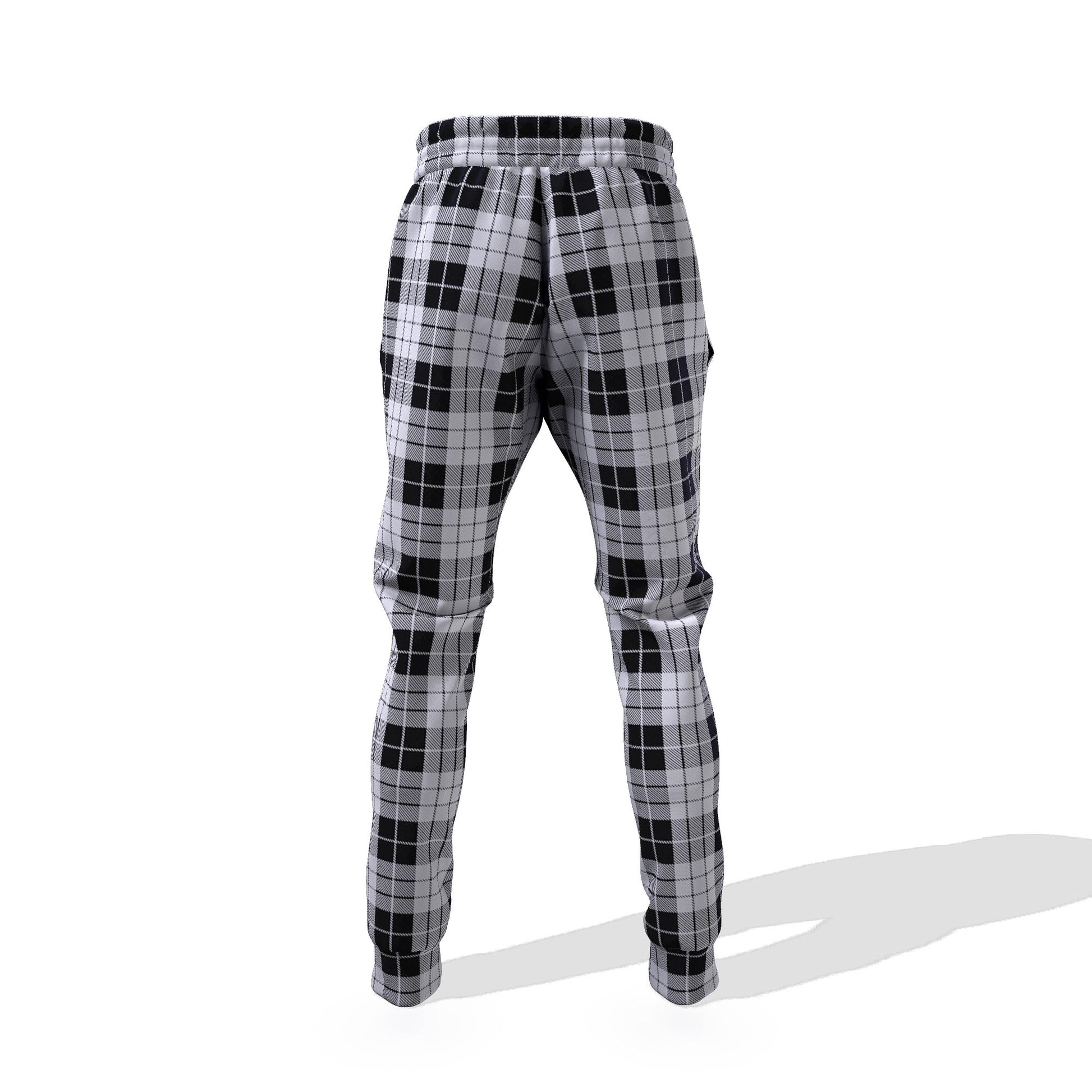 MacLeod Black and White Tartan Joggers Pants - Tartanvibesclothing