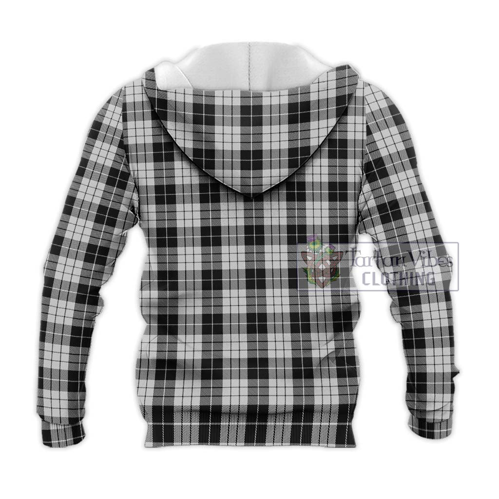 Tartan Vibes Clothing MacLeod Black and White Tartan Knitted Hoodie with Family Crest DNA In Me Style