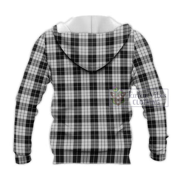 MacLeod Black and White Tartan Knitted Hoodie with Family Crest DNA In Me Style