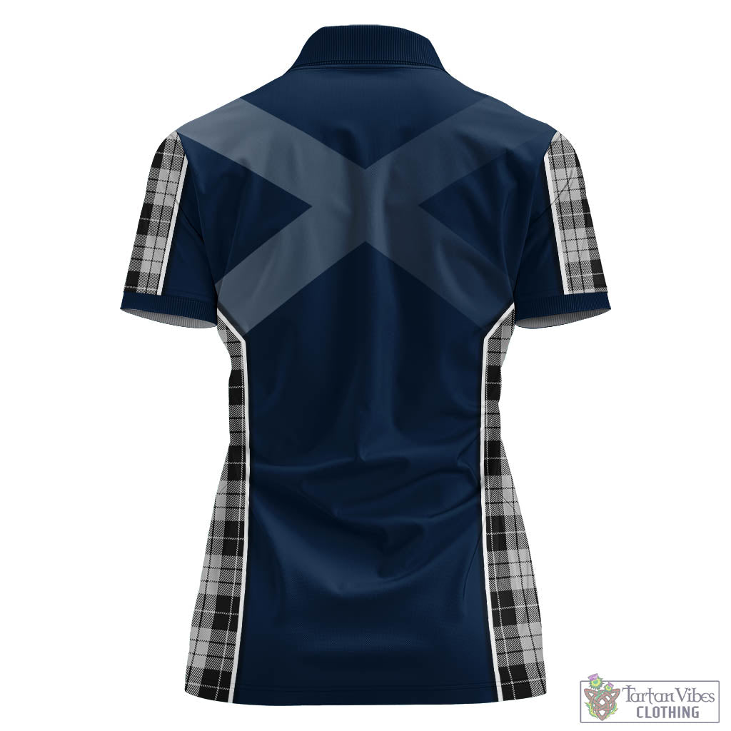 Tartan Vibes Clothing MacLeod Black and White Tartan Women's Polo Shirt with Family Crest and Scottish Thistle Vibes Sport Style