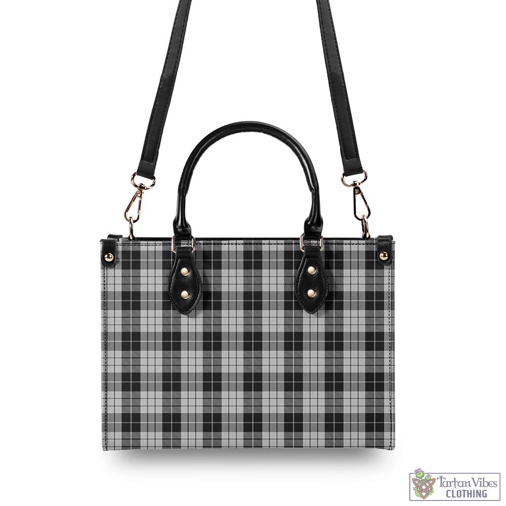 Tartan Vibes Clothing MacLeod Black and White Tartan Luxury Leather Handbags