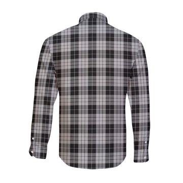 MacLeod Black and White Tartan Long Sleeve Button Up Shirt with Family Crest