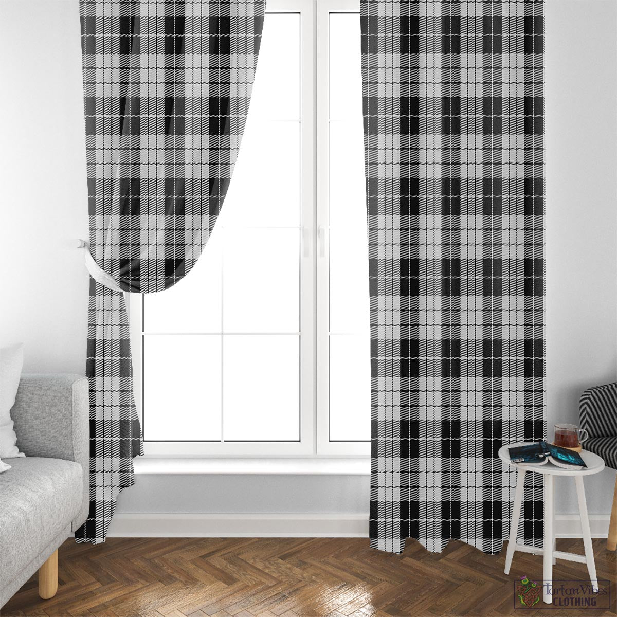 MacLeod Black and White Tartan Window Curtain