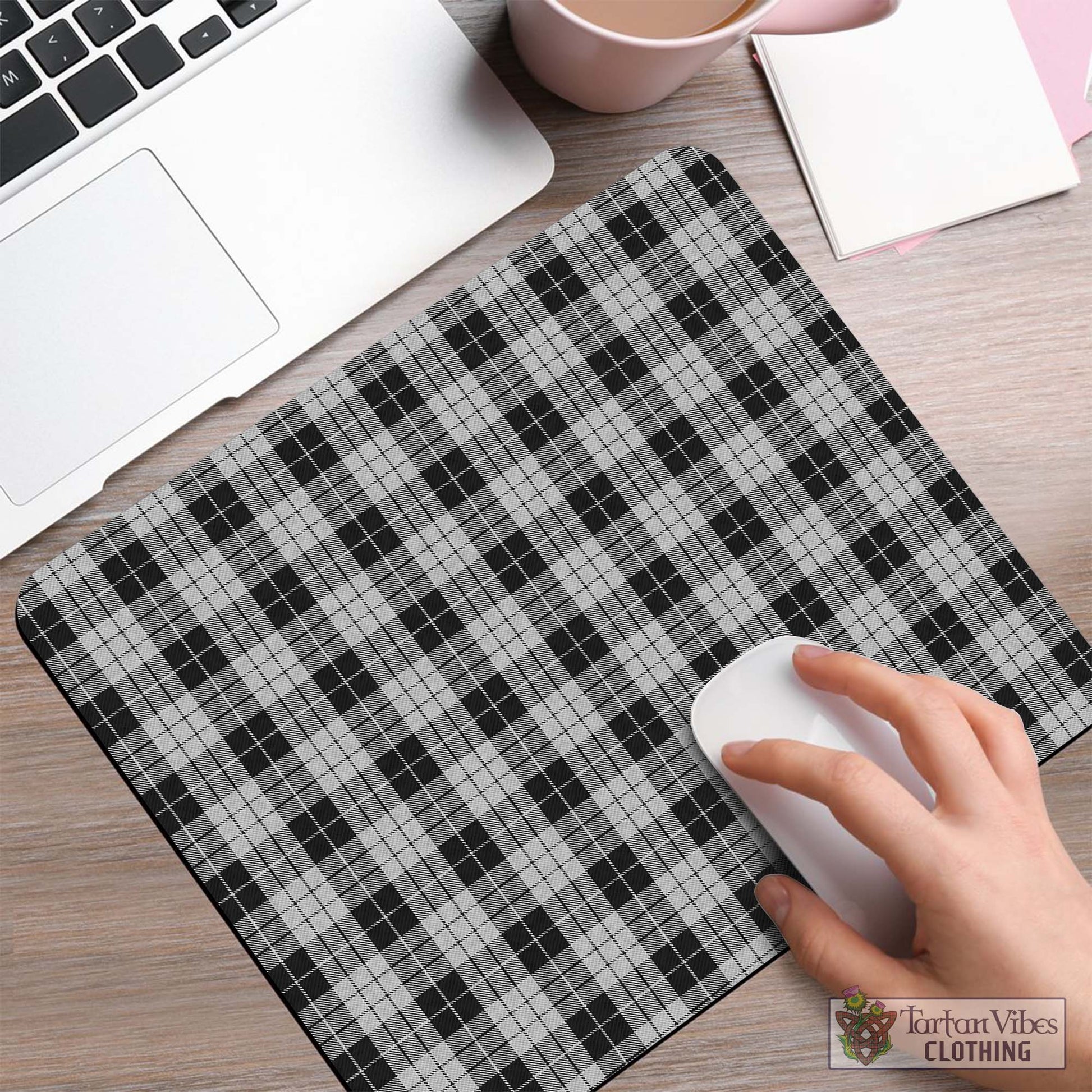 Tartan Vibes Clothing MacLeod Black and White Tartan Mouse Pad