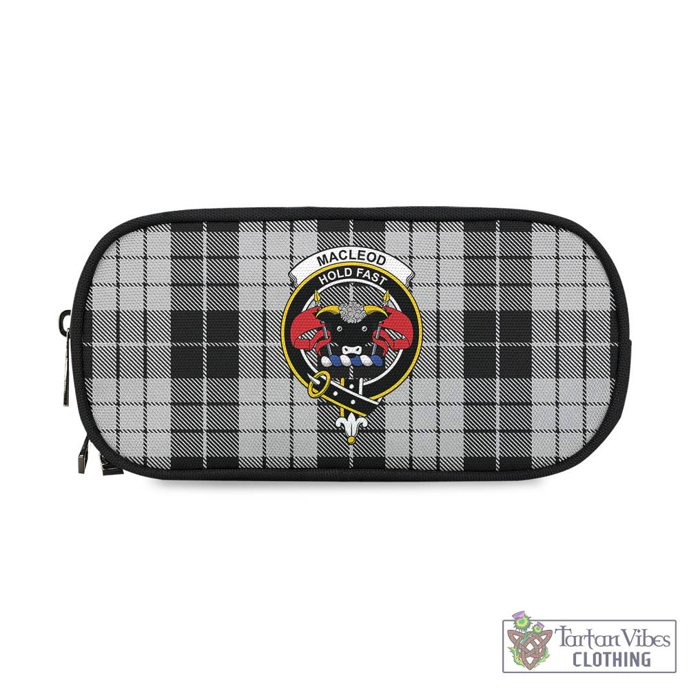 Tartan Vibes Clothing MacLeod Black and White Tartan Pen and Pencil Case with Family Crest