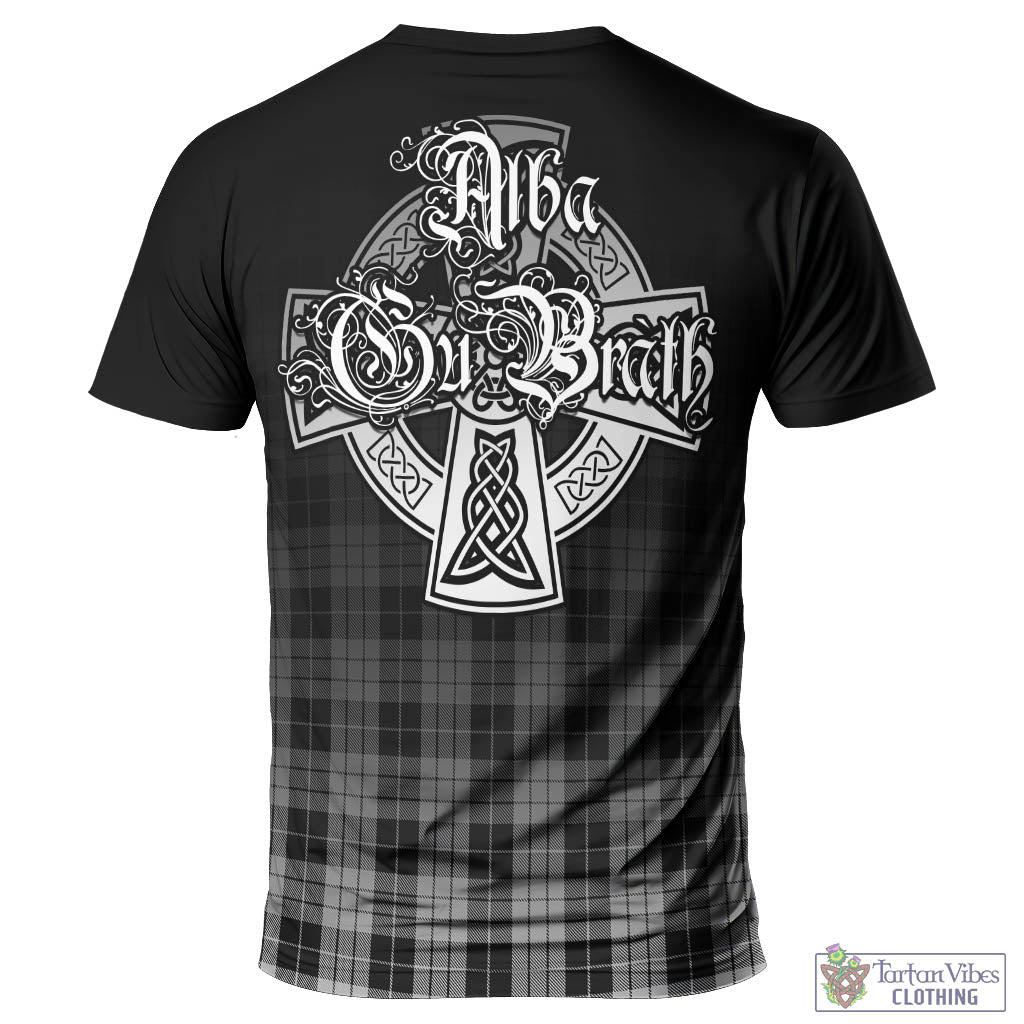 Tartan Vibes Clothing MacLeod Black and White Tartan T-Shirt Featuring Alba Gu Brath Family Crest Celtic Inspired