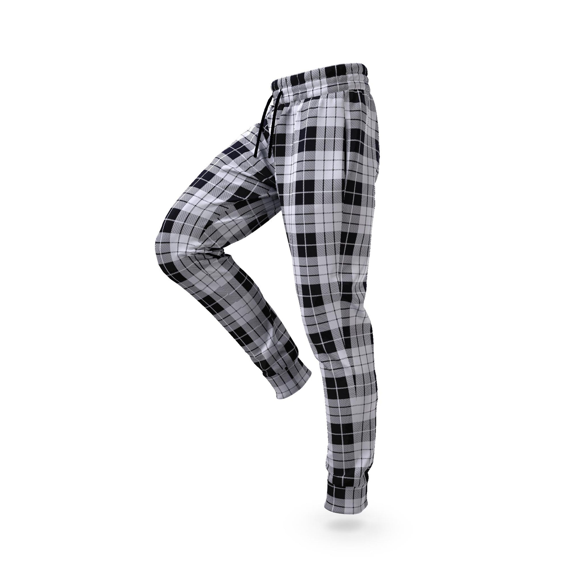 MacLeod Black and White Tartan Joggers Pants - Tartanvibesclothing