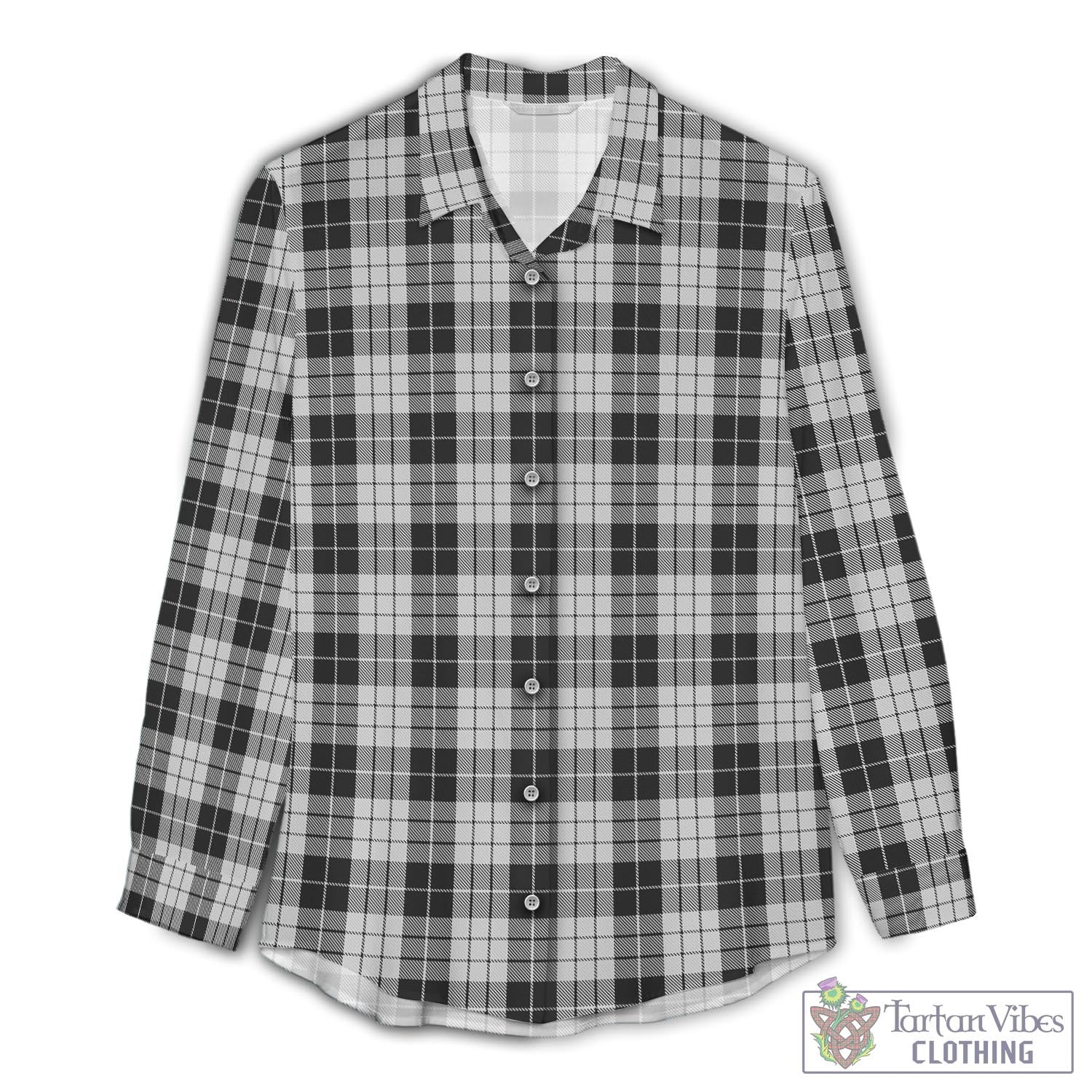 MacLeod Black and White Tartan Womens Casual Shirt