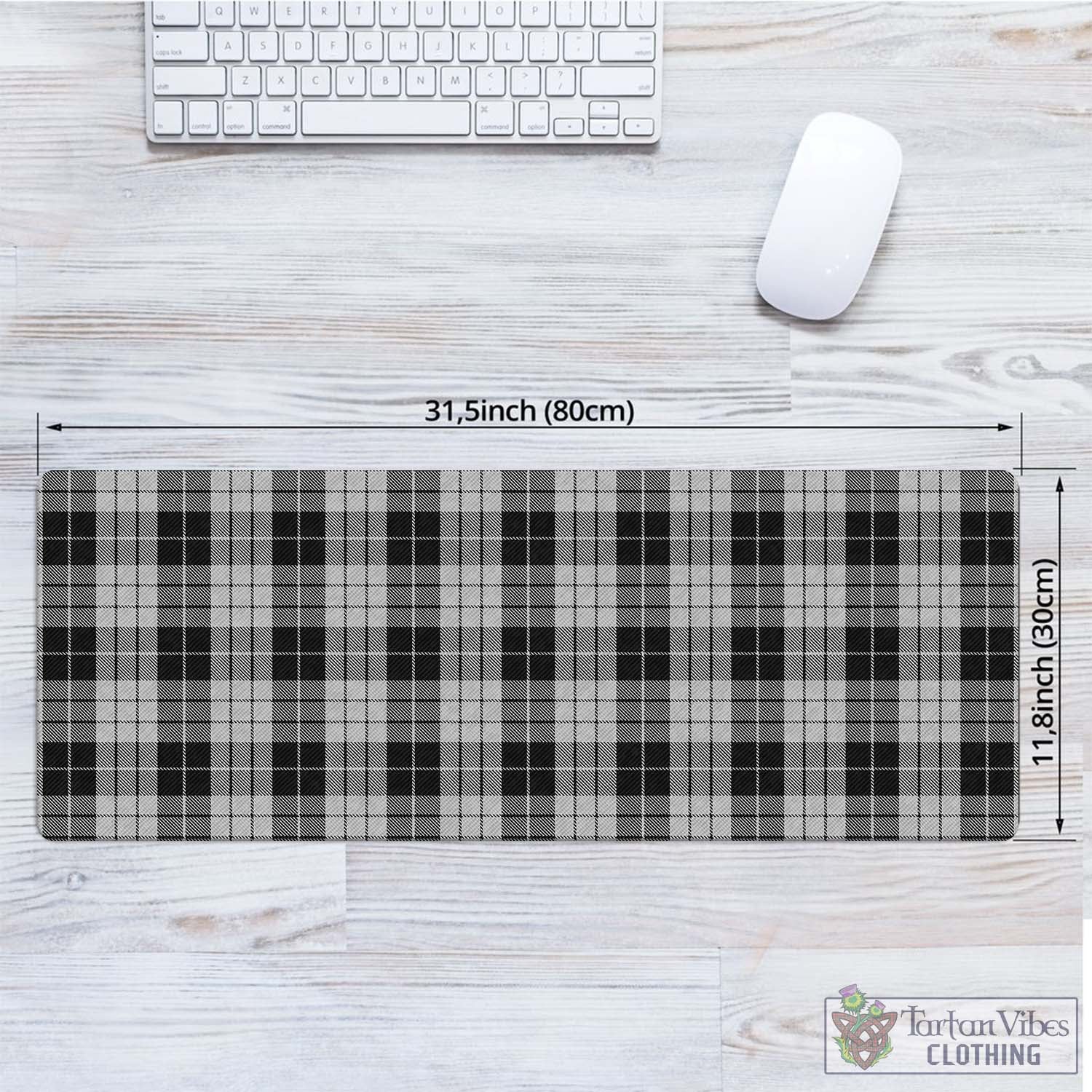 Tartan Vibes Clothing MacLeod Black and White Tartan Mouse Pad