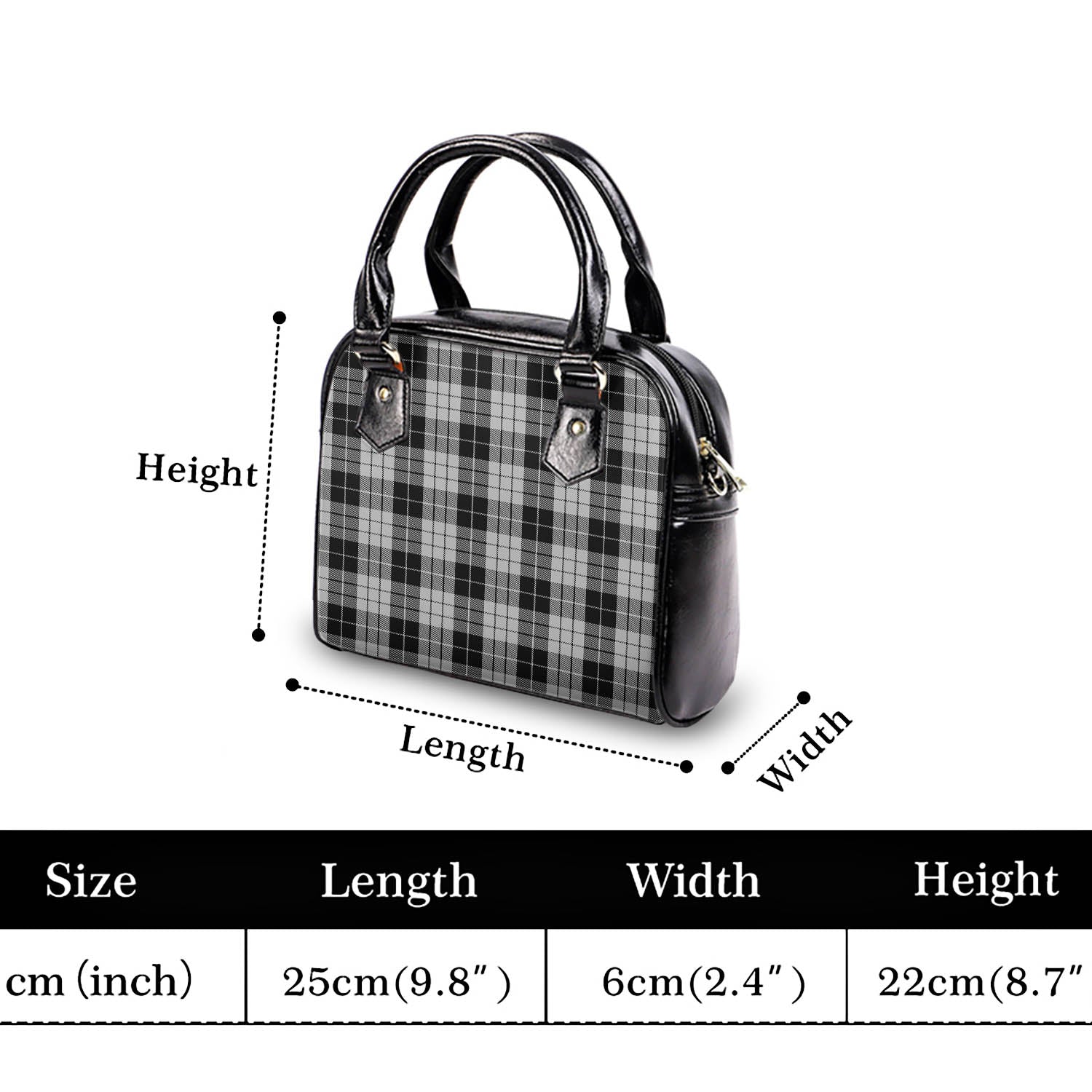 MacLeod Black and White Tartan Shoulder Handbags - Tartanvibesclothing