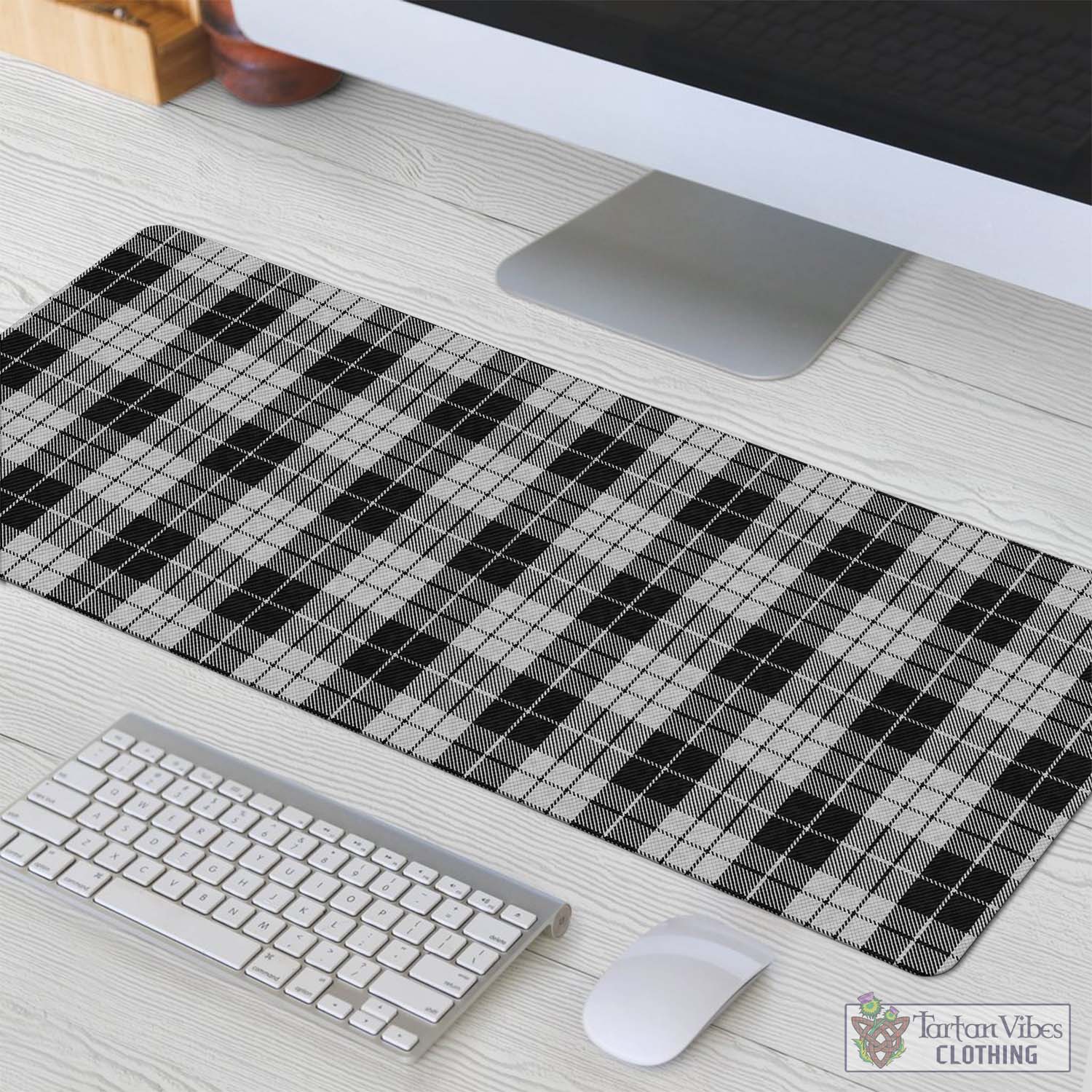 Tartan Vibes Clothing MacLeod Black and White Tartan Mouse Pad