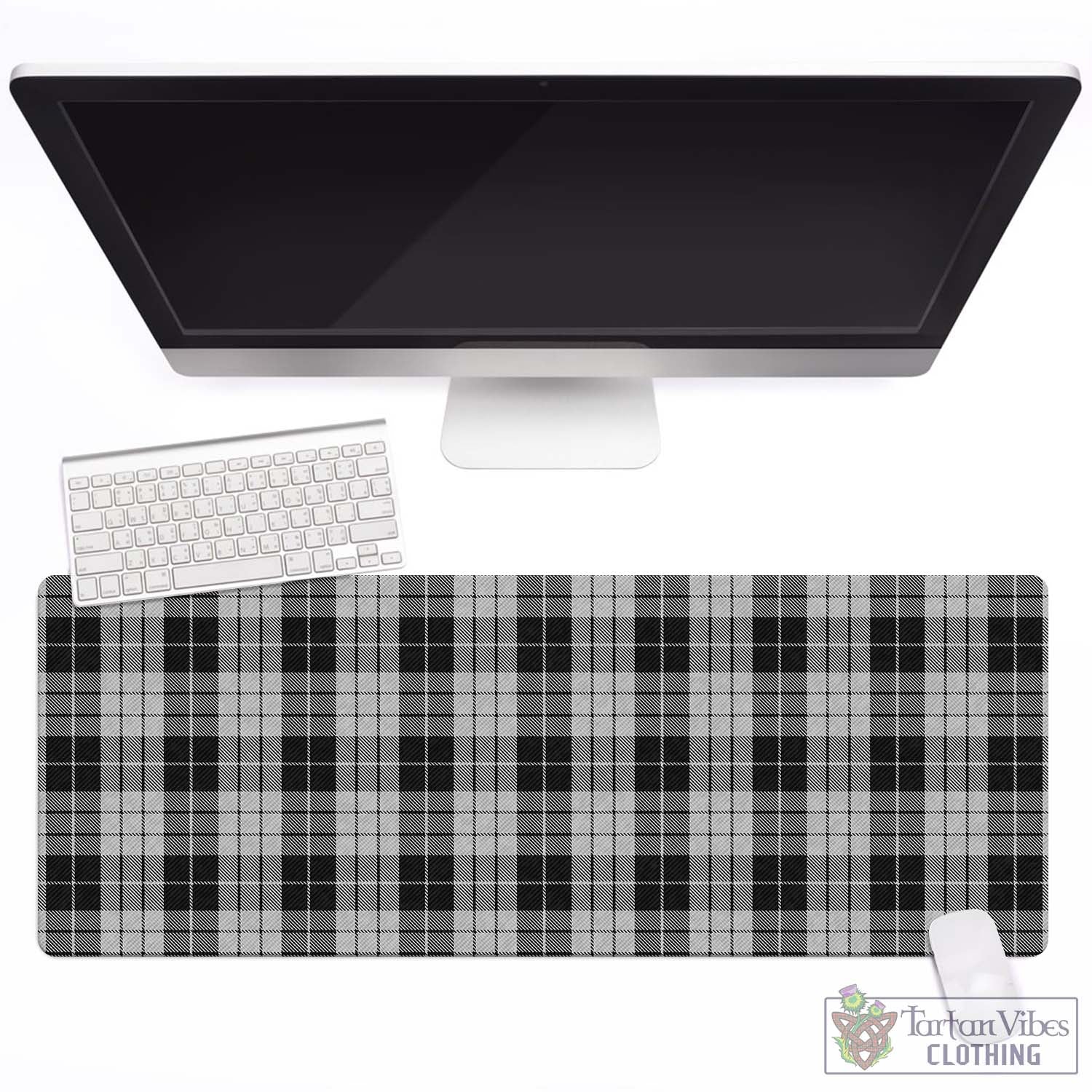 Tartan Vibes Clothing MacLeod Black and White Tartan Mouse Pad