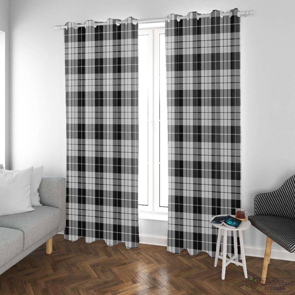 MacLeod Black and White Tartan Window Curtain