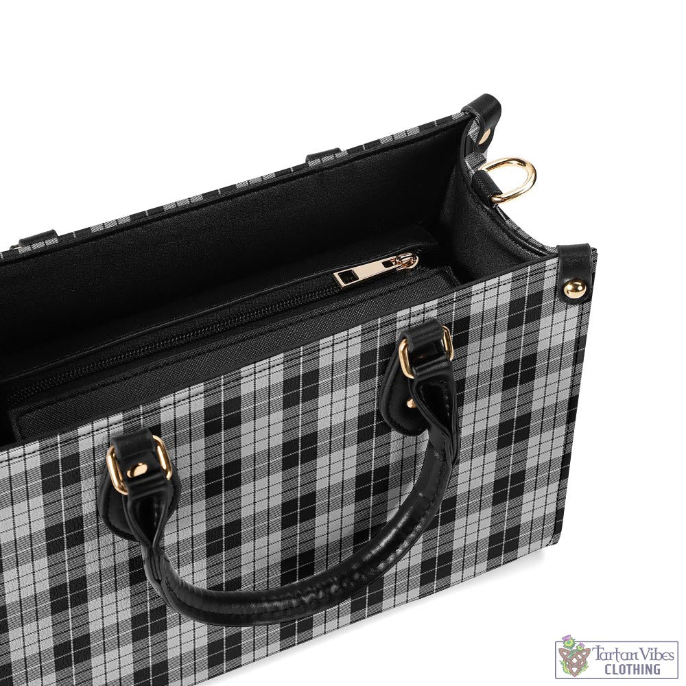 Tartan Vibes Clothing MacLeod Black and White Tartan Luxury Leather Handbags