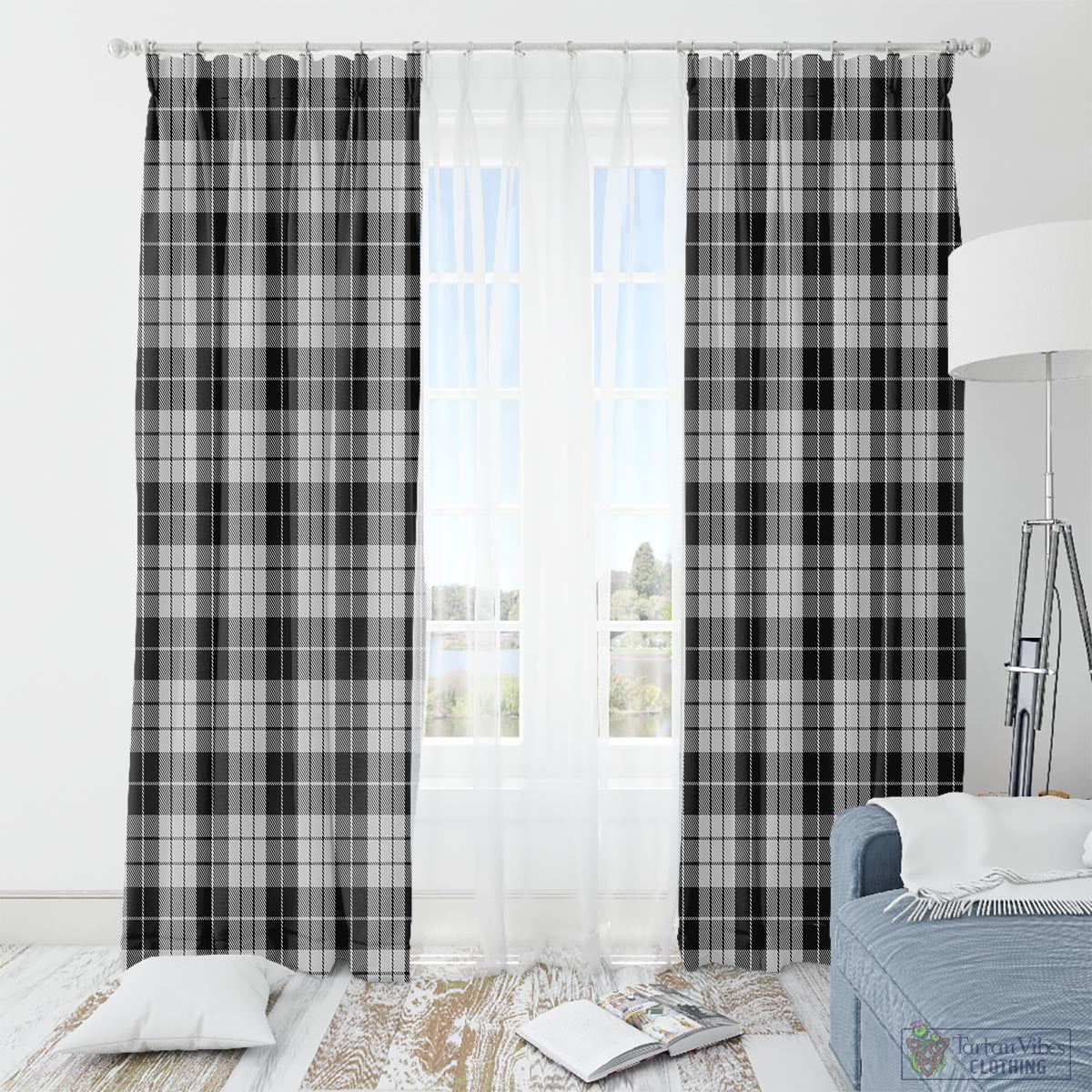 MacLeod Black and White Tartan Window Curtain