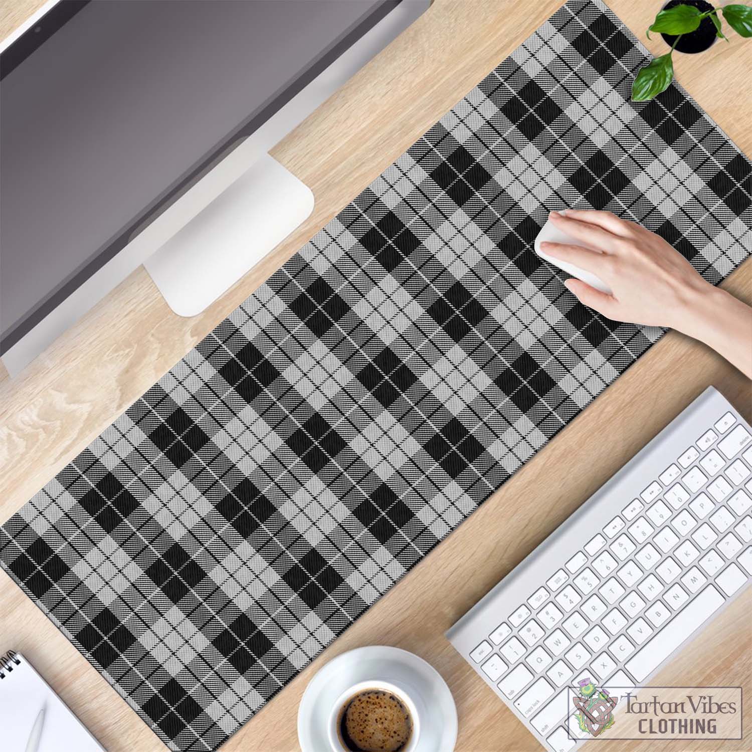 Tartan Vibes Clothing MacLeod Black and White Tartan Mouse Pad