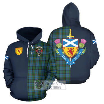 MacLeod Green Tartan Hoodie Alba with Scottish Lion Royal Arm Half Style