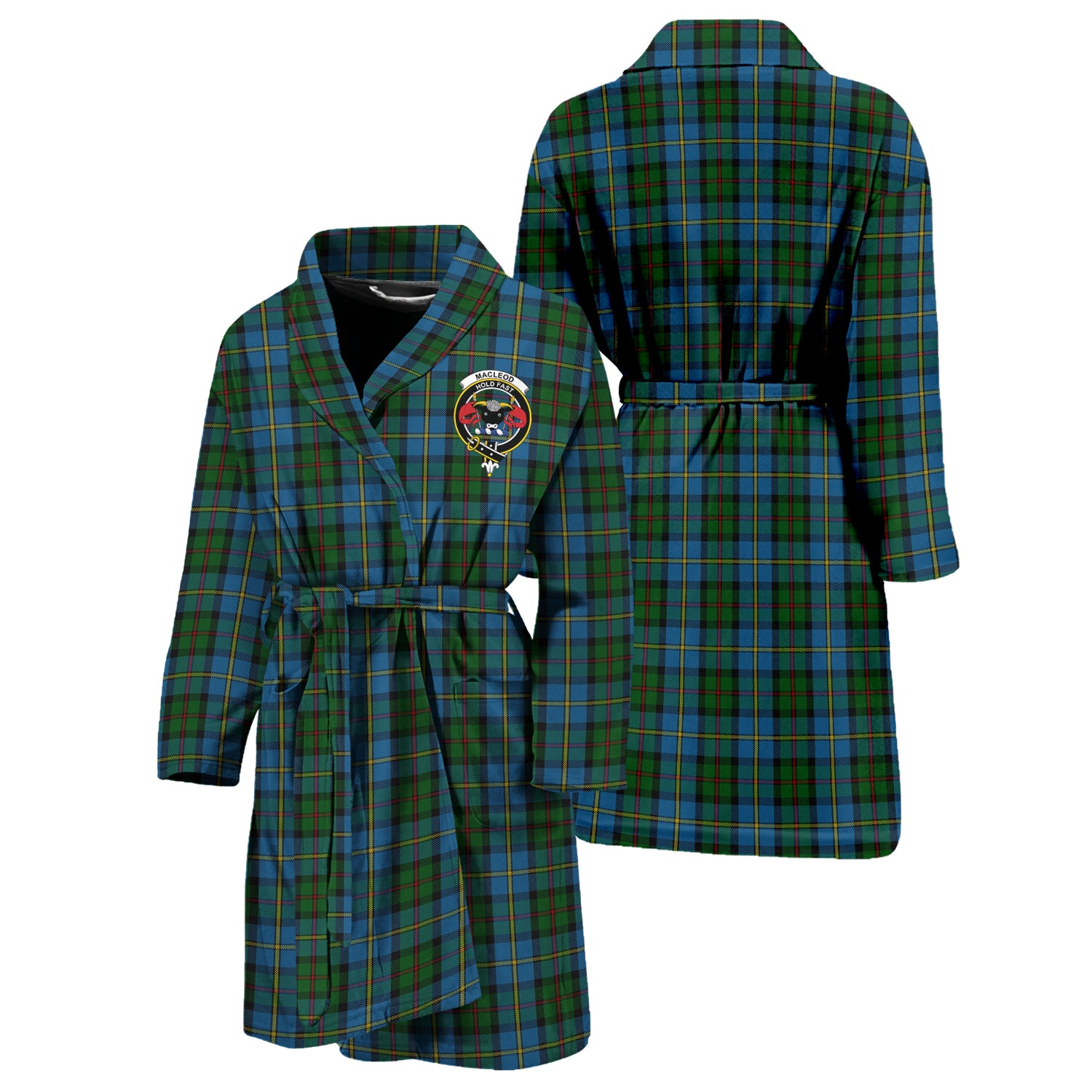 MacLeod Green Tartan Bathrobe with Family Crest Unisex S - Tartan Vibes Clothing