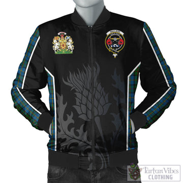 MacLeod Green Tartan Bomber Jacket with Family Crest and Scottish Thistle Vibes Sport Style