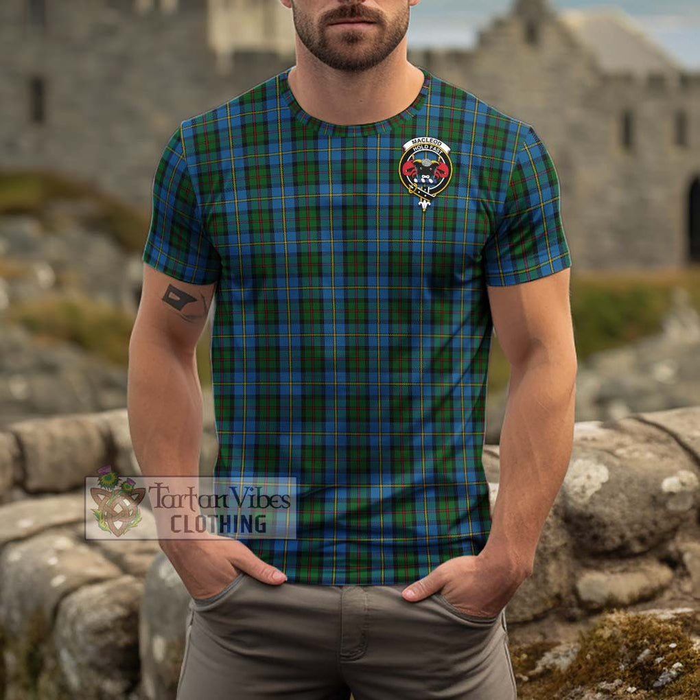 MacLeod Green Tartan Cotton T-Shirt with Family Crest Men's Shirt - Tartanvibesclothing Shop