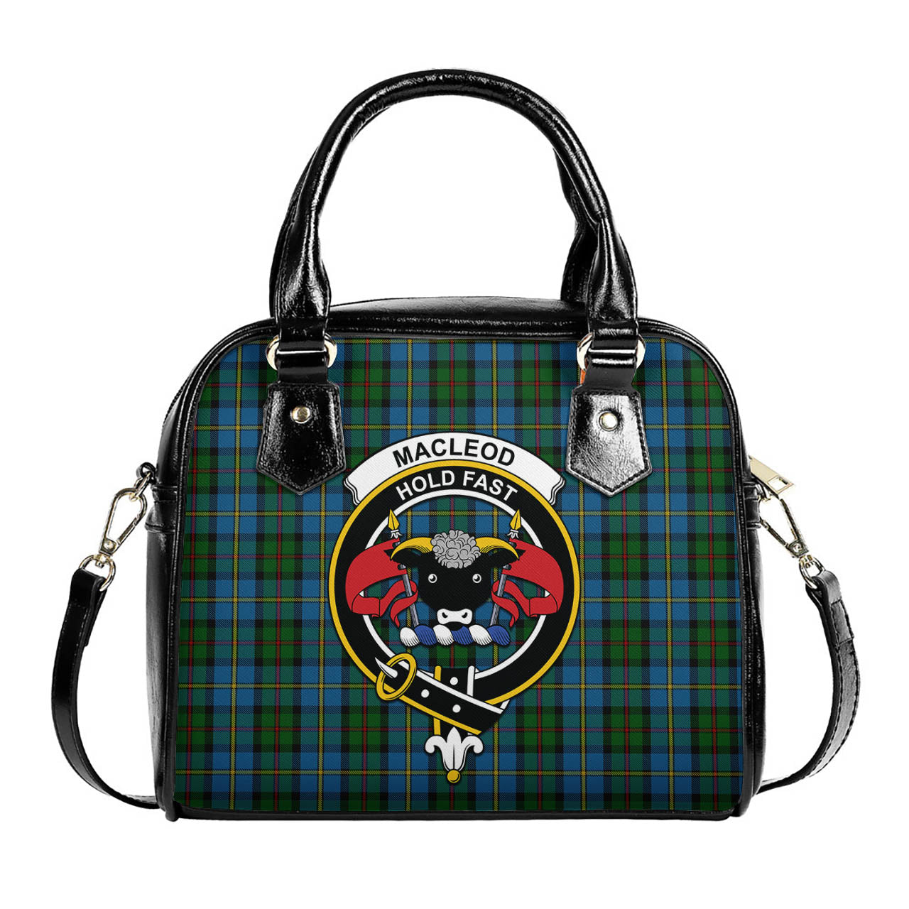 MacLeod Green Tartan Shoulder Handbags with Family Crest One Size 6*25*22 cm - Tartanvibesclothing