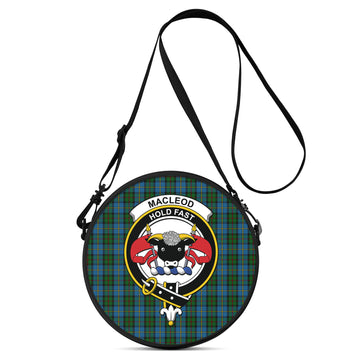 MacLeod Green Tartan Round Satchel Bags with Family Crest