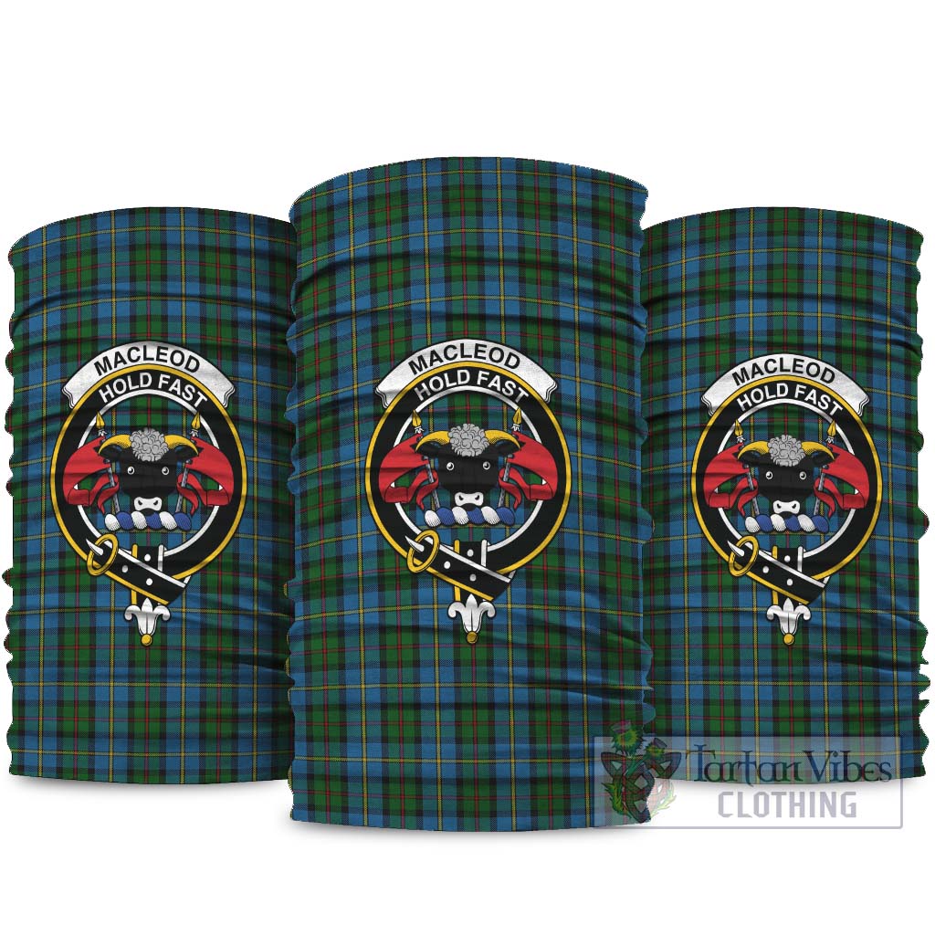 MacLeod Green Tartan Neck Gaiters, Tartan Bandanas, Tartan Head Band with Family Crest