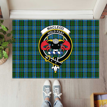 MacLeod Green Tartan Door Mat with Family Crest