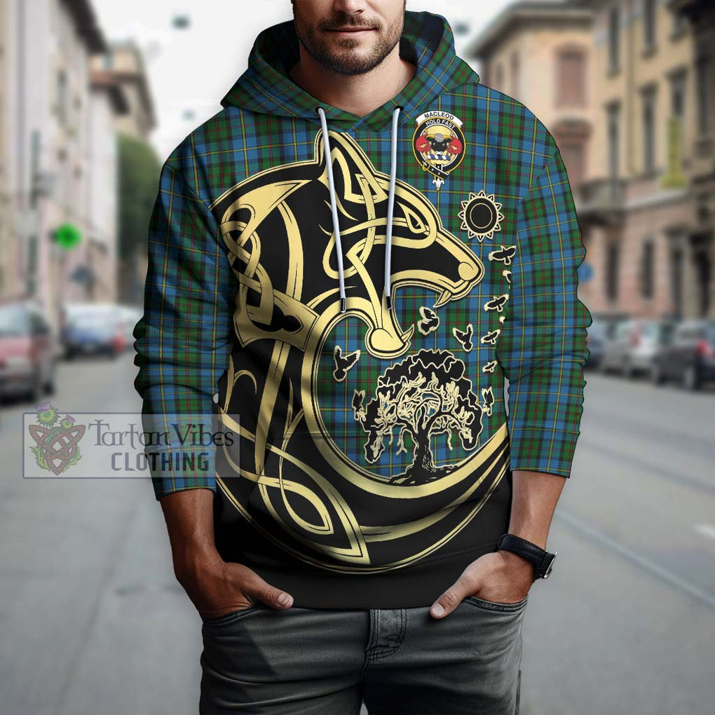 MacLeod Green Tartan Hoodie with Family Crest Celtic Wolf Style Zip Hoodie - Tartan Vibes Clothing