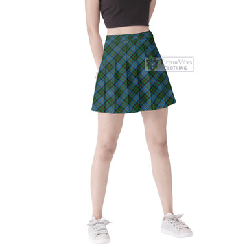 MacLeod Green Tartan Women's Plated Mini Skirt Cross Style