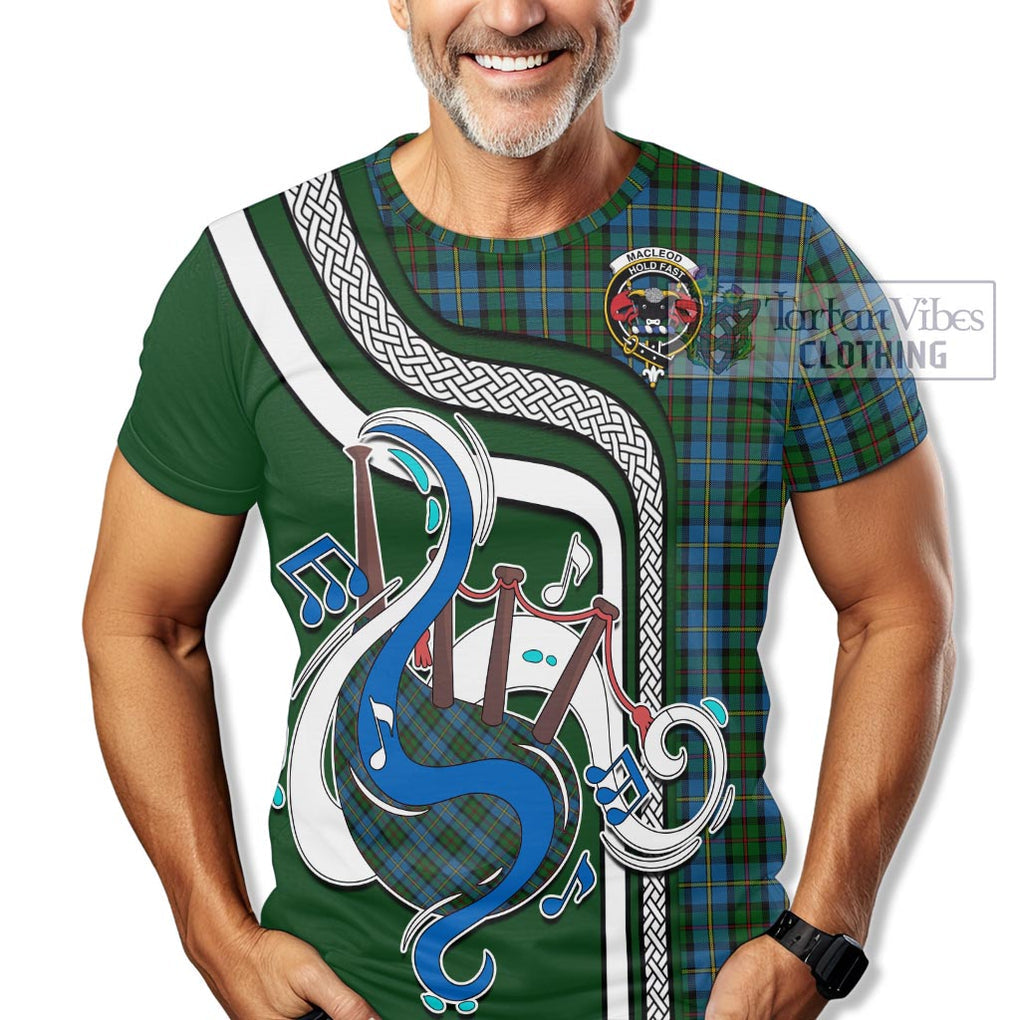 MacLeod Green Tartan T-Shirt with Epic Bagpipe Style Kid's Shirt - Tartanvibesclothing Shop