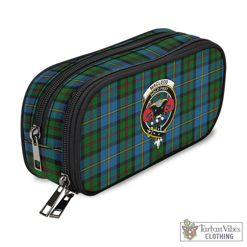 Tartan Vibes Clothing MacLeod Green Tartan Pen and Pencil Case with Family Crest