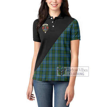 MacLeod Green Tartan Women's Polo Shirt with Family Crest and Military Logo Style