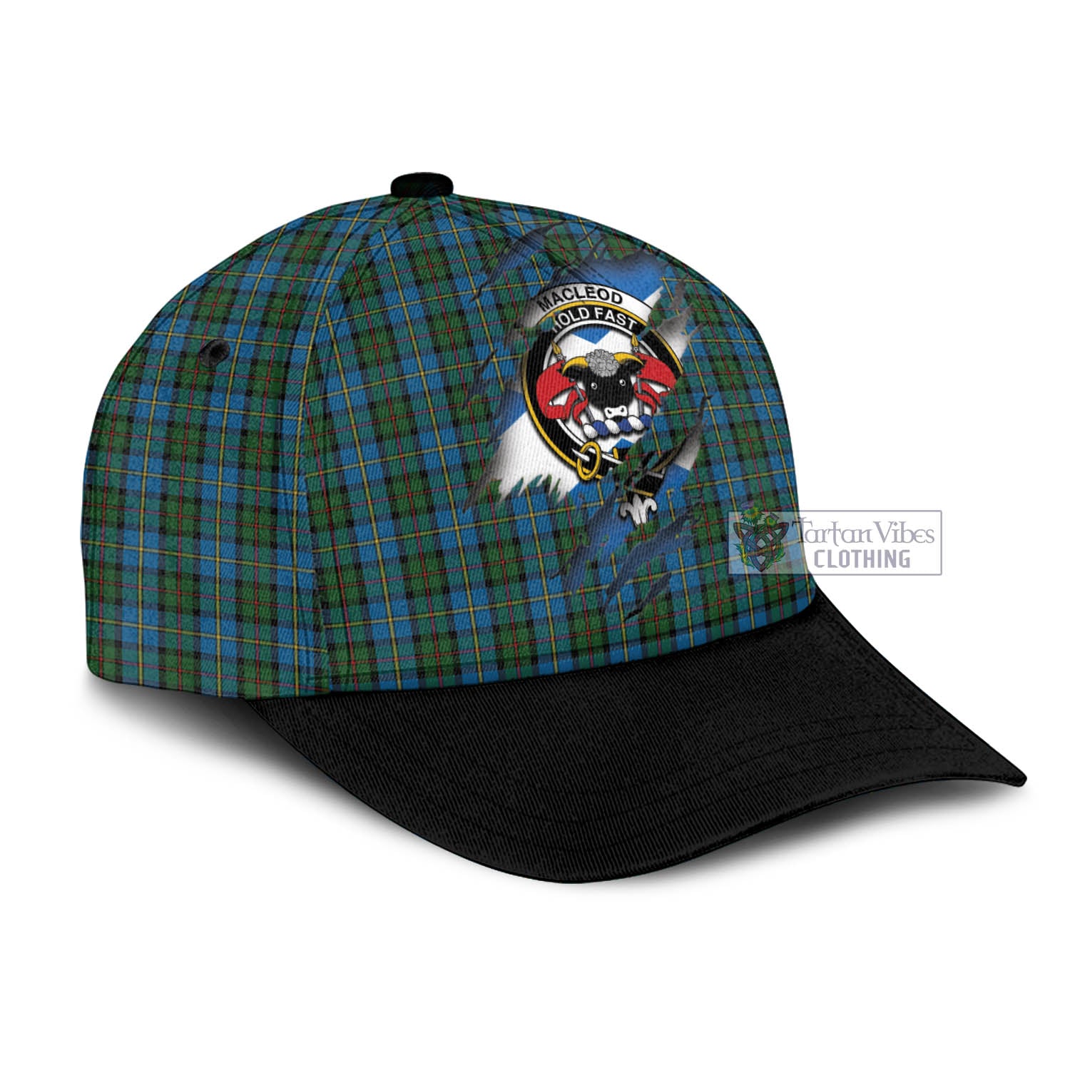 Tartan Vibes Clothing MacLeod Green Tartan Classic Cap with Family Crest In Me Style