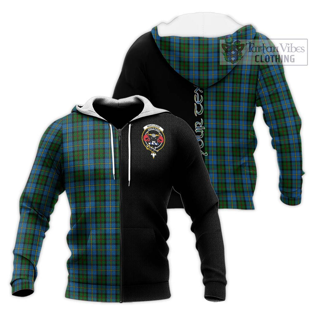 MacLeod Green Tartan Knitted Hoodie with Family Crest and Half Of Me Style Unisex Knitted Zip Hoodie - Tartanvibesclothing Shop