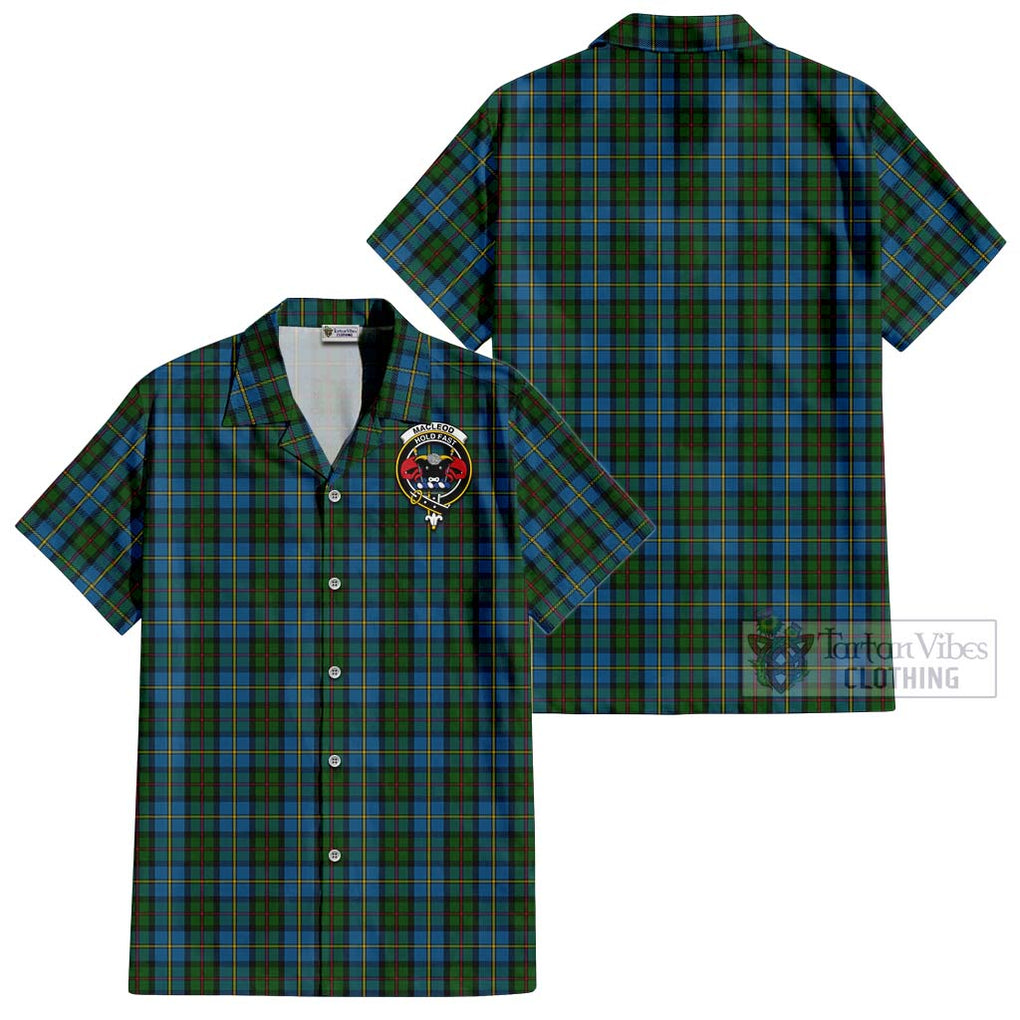 MacLeod Green Tartan Cotton Hawaiian Shirt with Family Crest Kid - Tartan Vibes Clothing