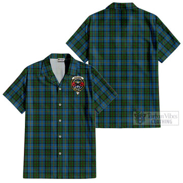 MacLeod Green Tartan Cotton Hawaiian Shirt with Family Crest