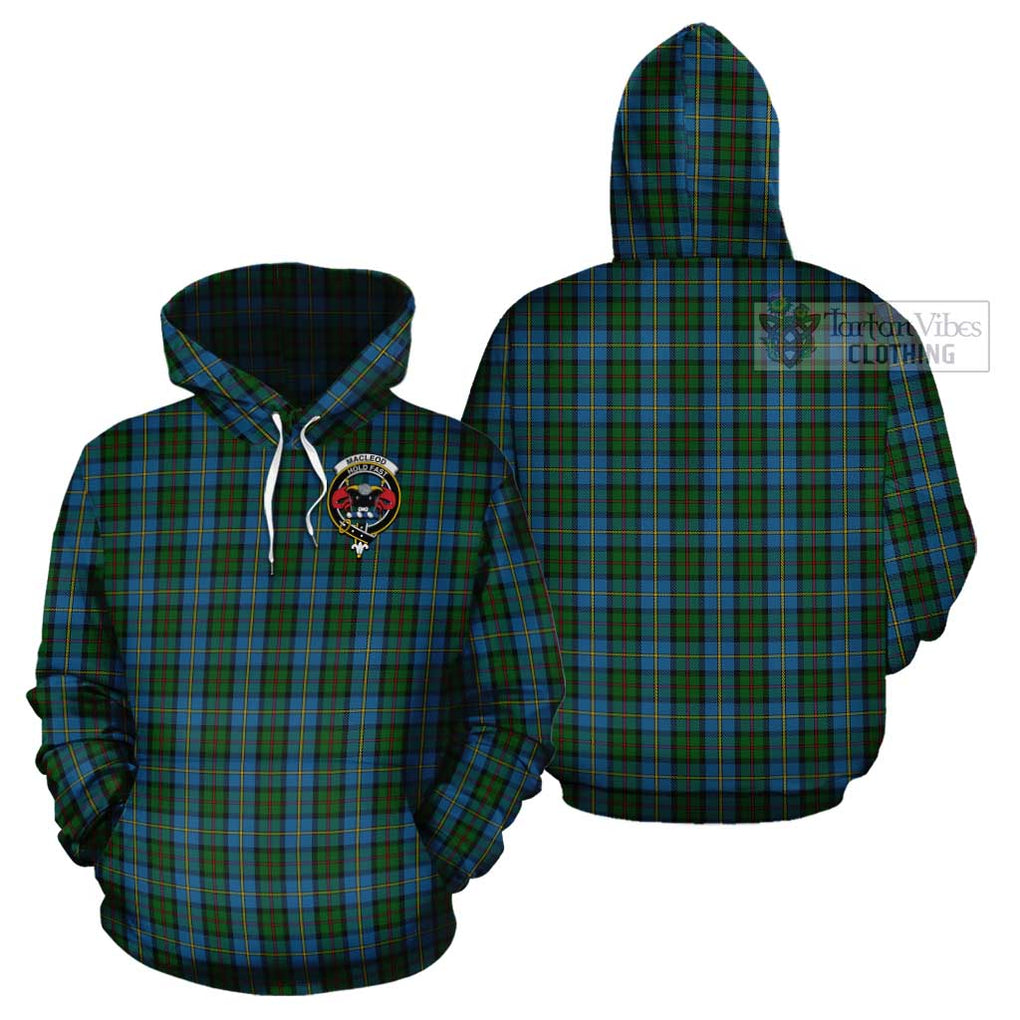 MacLeod Green Tartan Cotton Hoodie with Family Crest Pullover Hoodie - Tartan Vibes Clothing