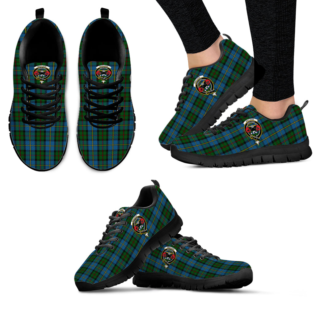 MacLeod Green Tartan Sneakers with Family Crest - Tartan Vibes Clothing