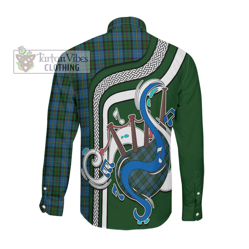 MacLeod Green Tartan Long Sleeve Button Shirt with Epic Bagpipe Style Men's Shirt - Tartanvibesclothing Shop