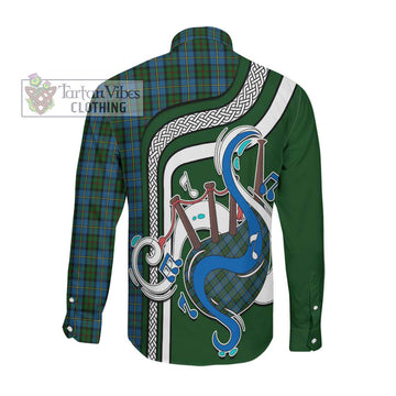 MacLeod Green Tartan Long Sleeve Button Shirt with Epic Bagpipe Style