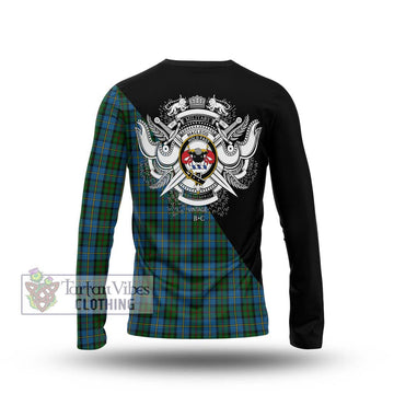 MacLeod Green Tartan Long Sleeve T-Shirt with Family Crest and Military Logo Style