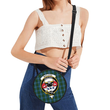 MacLeod Green Tartan Round Satchel Bags with Family Crest