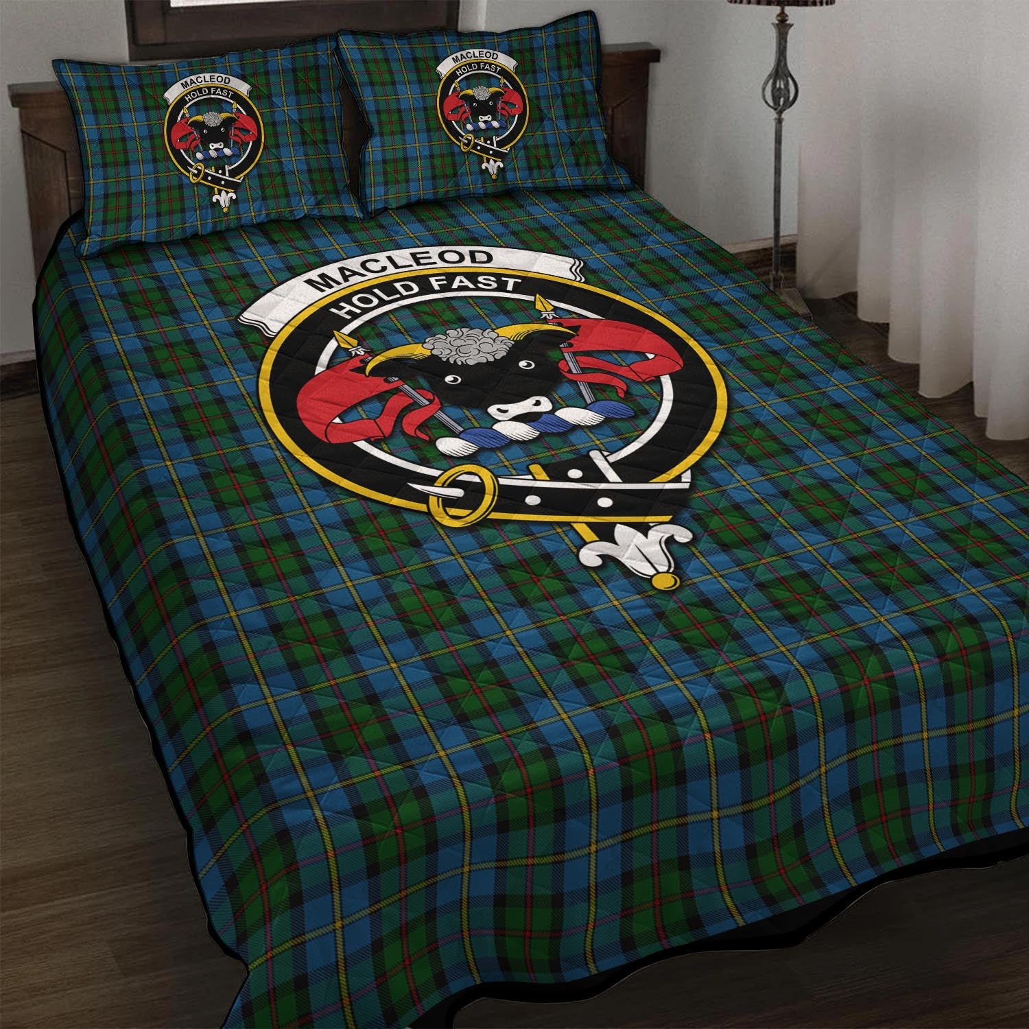 MacLeod Green Tartan Quilt Bed Set with Family Crest - Tartan Vibes Clothing