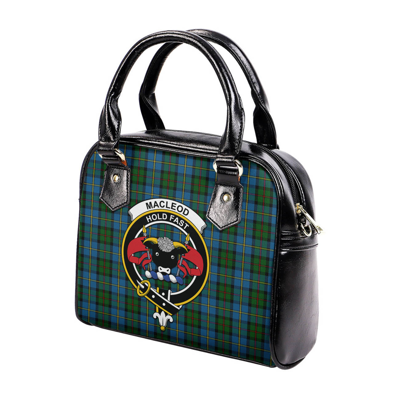 MacLeod Green Tartan Shoulder Handbags with Family Crest - Tartanvibesclothing