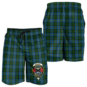 MacLeod Green Tartan Mens Shorts with Family Crest