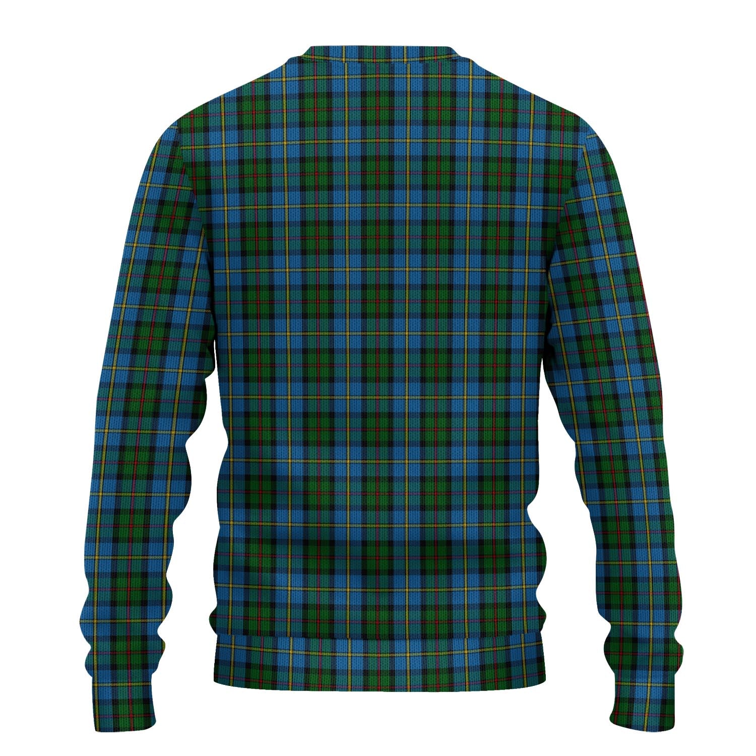 MacLeod Green Tartan Knitted Sweater with Family Crest - Tartanvibesclothing