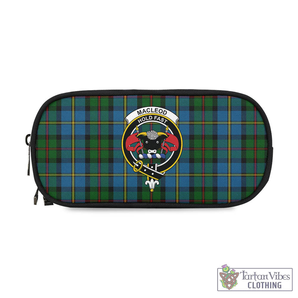 Tartan Vibes Clothing MacLeod Green Tartan Pen and Pencil Case with Family Crest